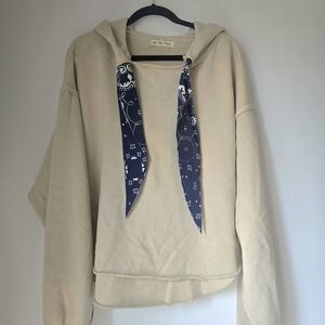 We The Free Cream Hoodie with Blue Accents